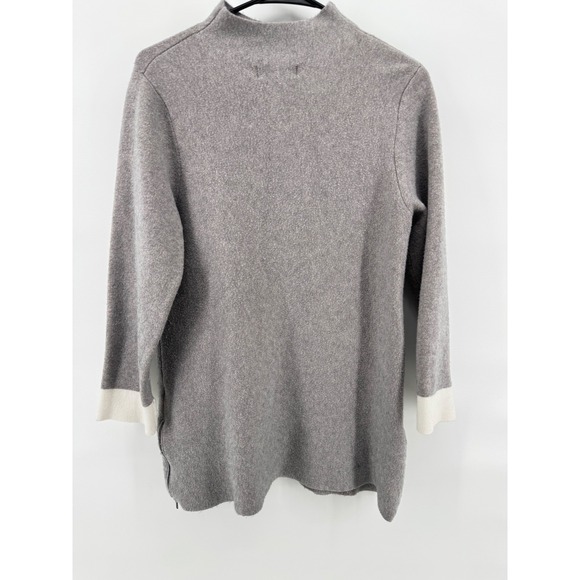 Nanette Lepore Women Monochrome Grey Mock Neck Sweater Tunic M Contrast Cuffs - Picture 3 of 9